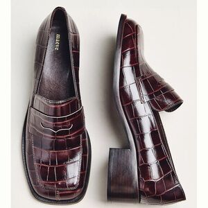 Anthropologie Maeve Square Toe Loafer Heels EUR 40